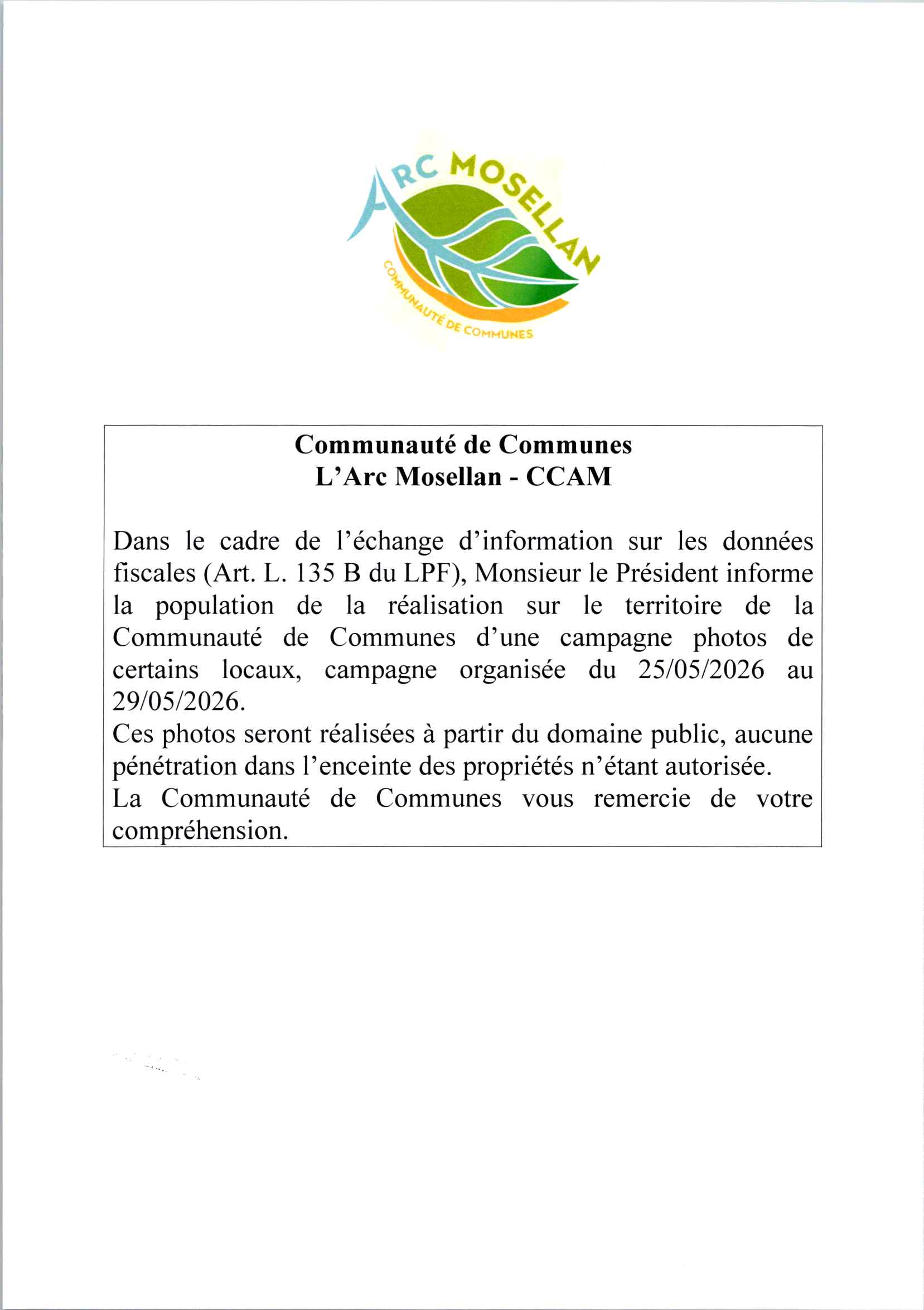 Affichage pour campagne photos